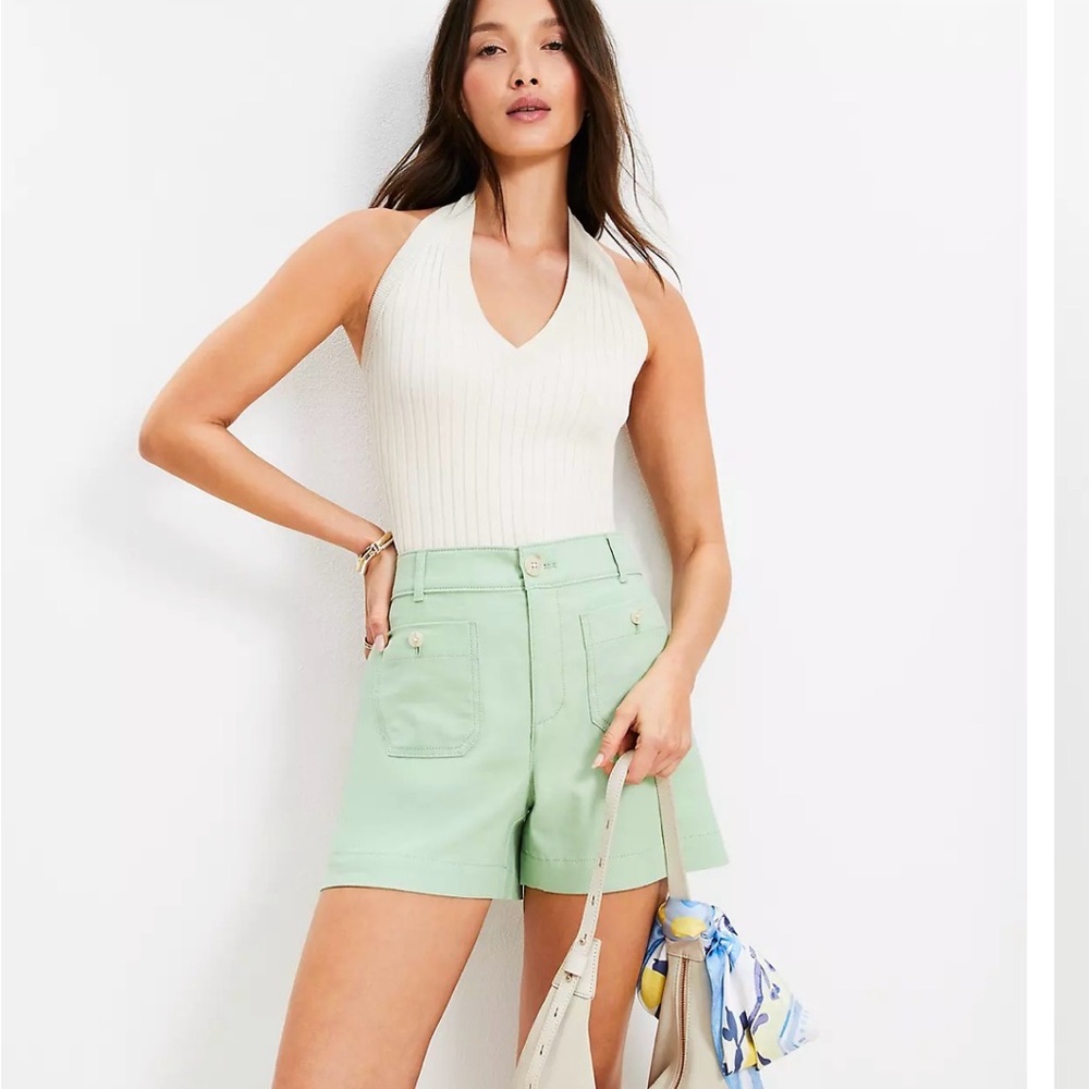 NWT LOFT Ribbed V-Neck Halter Sweater, L